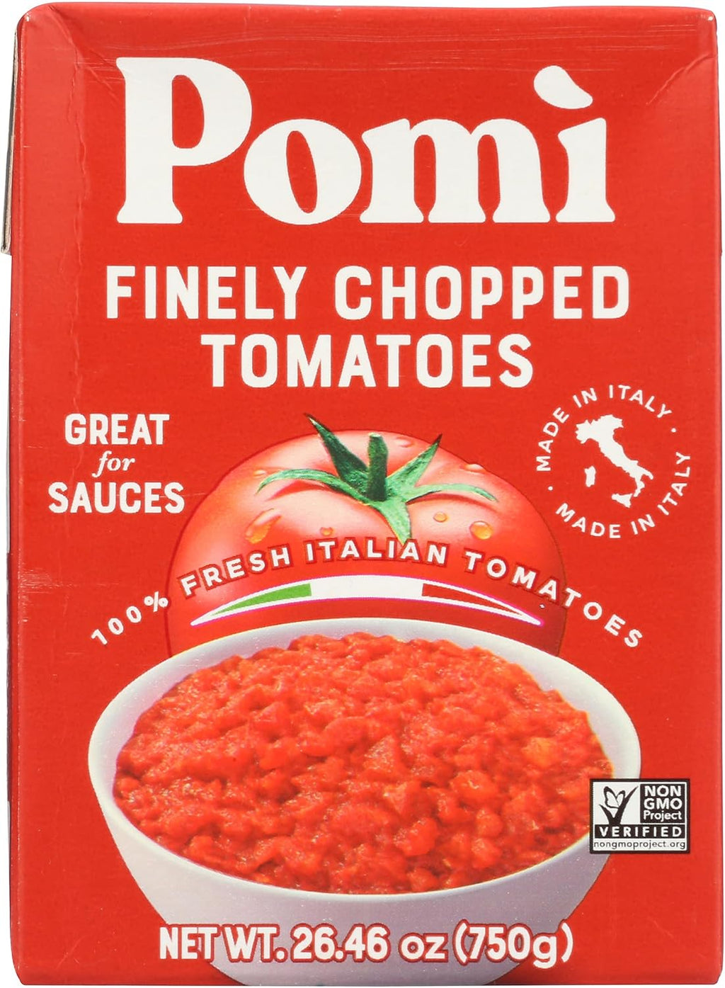Pomi Finely Chopped Tomatoes, 100% Fresh Italian Tomatoes, Kosher, Gluten Free & Non-GMO, 26.46 Ounce