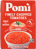 Pomi Finely Chopped Tomatoes, 100% Fresh Italian Tomatoes, Kosher, Gluten Free & Non-GMO, 26.46 Ounce