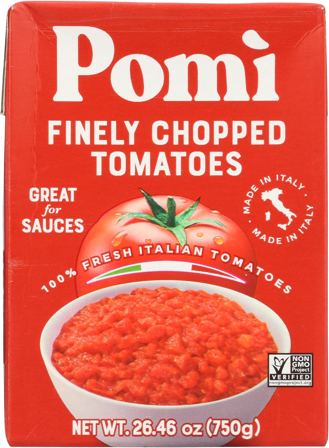 Pomi Finely Chopped Tomatoes, 100% Fresh Italian Tomatoes, Kosher, Gluten Free & Non-GMO, 26.46 Ounce
