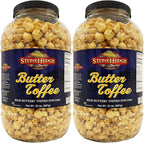 Stonehedge Farms Butter Toffee Flavored Popcorn | 32 oz Tub (Pack of 2) | Perfect for Holidays and Christmas | Reclosable Barrels | Bulk Popped ButterToffee Corn