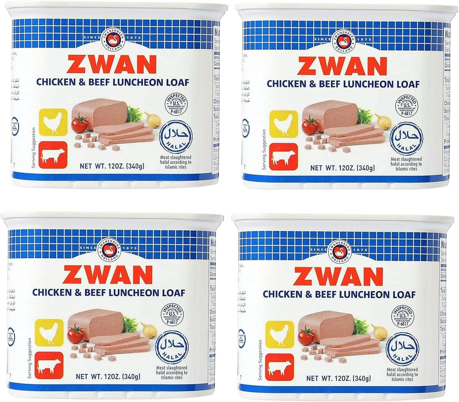 Zwan CHICKEN & BEEF Luncheon Loaf (4 Pack x 340g) HALAL
