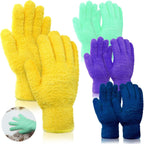 Patelai 4 Pairs Microfiber Plant Dusting Gloves Reusable Leaf Dust Cleaning Glove Mittens for Plants House Cleaning Car Blinds(Green, Dark Blue, Yellow, Purple)