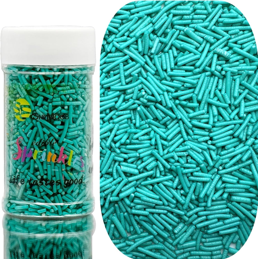 SE Si&Moos Teal Jimmies Sprinkles Teal Sprinkles for Cake Decorating Edible Crunchy Jimmies for Topping Ice Cream, Cookies, Cakes, Cupcakes, Dessert Decorating 3 OZ