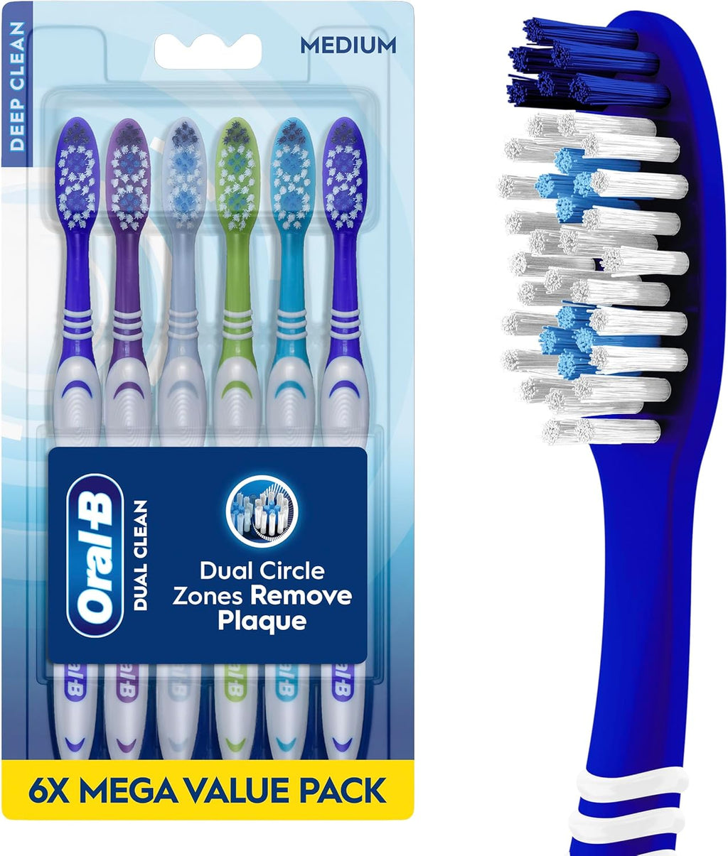 Oral-B Toothbrush Dual Clean, Medium, 6 Count