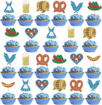 Firefairy Oktoberfest Cupcake Toppers, 24 Pcs, Multicolor, German Beer Festival Cake Picks, Bavarian Festival Decorations