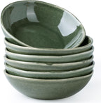 AmorArc Ceramic Cereal Bowls Set of 6, 24 oz Handmade Stoneware Bowls for Cereal Soup Salad Bread, Stylish Kitchen Bowls for Meal, Dishwasher & Microwave Safe-Jade Green