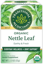 Traditional Medicinals Organic, Nettle Tea - Supports Joint Health & Overall Wellness with Stinging Nettle - Kosher, Non-GMO, Caffeine-Free, Compostable - 16 Tea Bags