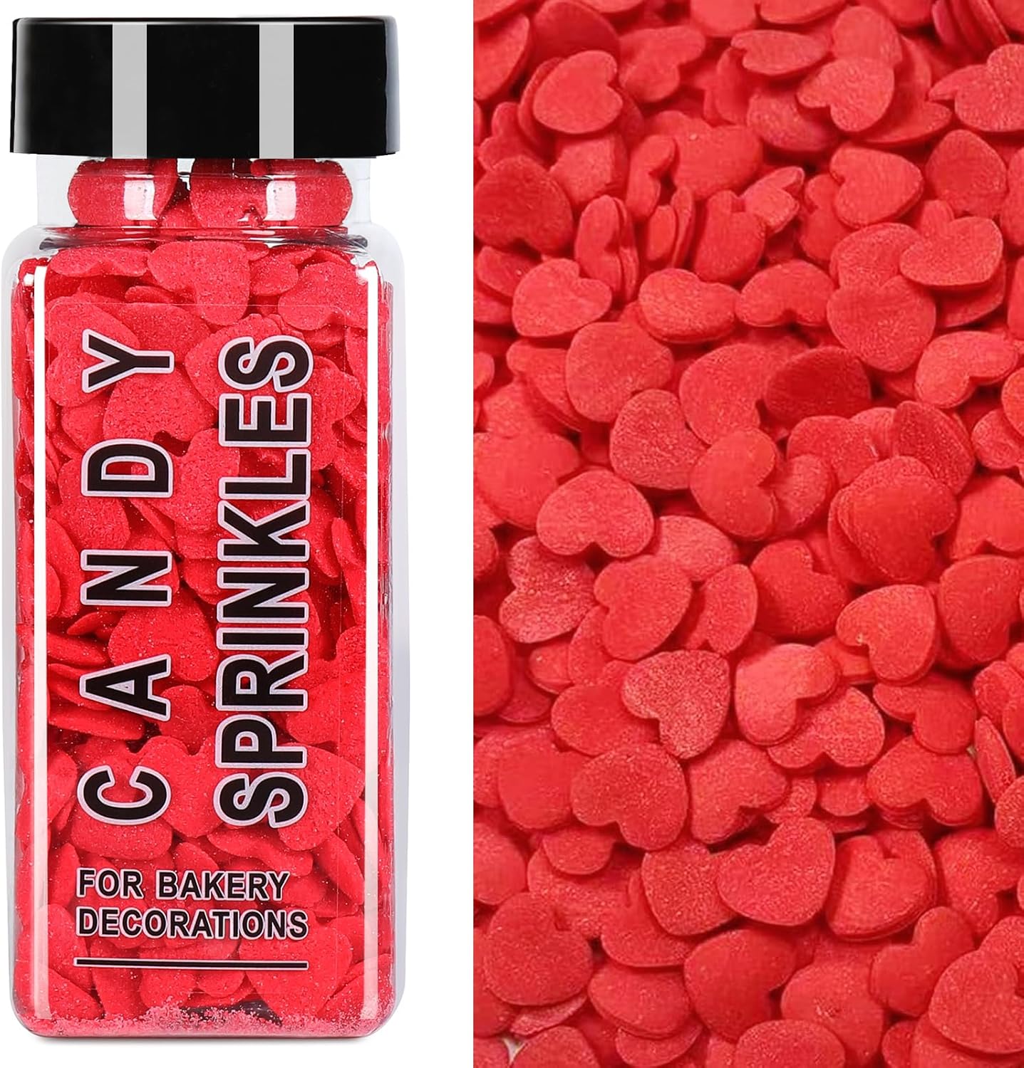 Valentines Sprinkles, Red Heart Sprinkles for Cake Decorating, Heart Sprinkles Edible for Baking, Ice Cream, Cookies, Cupcake Topper