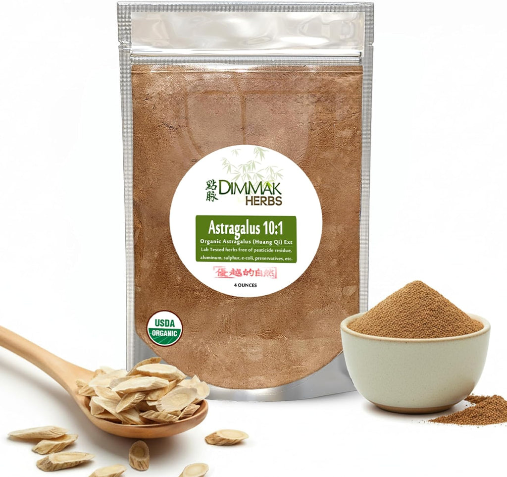 Dimmak Herbs Organic Astragalus Root Extract 10:1 Powder (Ultra Potent Immune Tonic)- TCM Doctor Sourced Huang Qi for Vitality, Telomere Support & Jing- No Cooking Needed, Instant Tea (4oz)