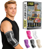 BLITZU Elbow Compression Sleeve for Tendonitis 2 Pack, Tennis Elbow Brace Support for Men and Women Golfers Elbow Pain Relief, Arthritis, Bursitis, Arm Brace for Workout, Weightlifting Black L