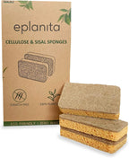 eplanita Natural Plant Based Scrub Sponges (3 Pack), Non-Scratch, Biodegradable Eco Scourers for Kitchen and Bathroom