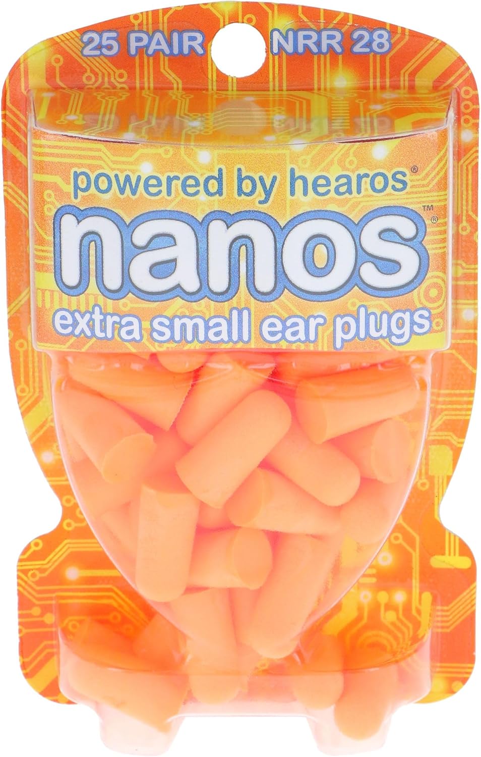 HEAROS Nanos NRR 28 Noise Cancelling Foam Ear Plugs - Extra Small Hearing Protection for Petite Ears - Ideal for Sleeping snoring Travel Concerts Sports Events and Shooting (25 Pairs)