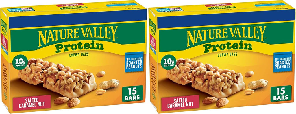 Nature Valley Protein Chewy Snack Bars, Salted Caramel Nut, 15 Bars, 21.3 oz (Pack of 2)