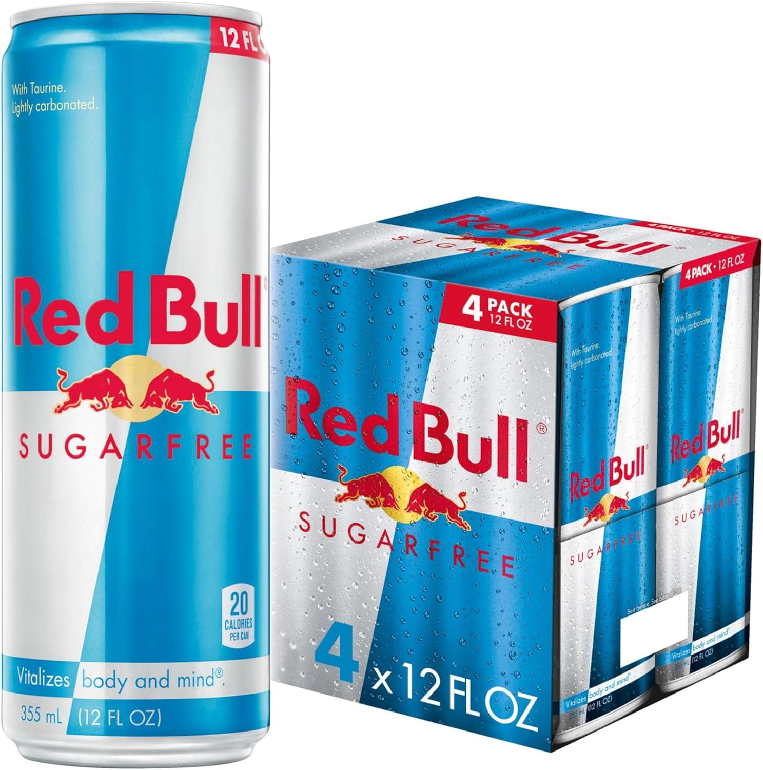 Red Bull Energy Drink Sugar Free 4 Pack 12 Fl Oz, Sugarfree
