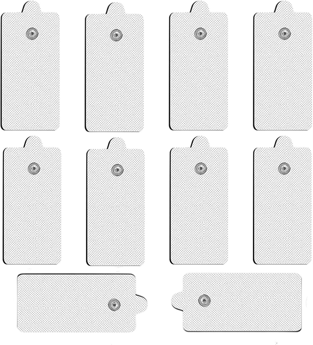 10 Pcs Stronger Large TENS Unit Pads Compatible with MEDVICE, NURSAL, Belifu, Brilnurse TENS Units, VOVOU 3.5mm Snap Latex-Free TENS Unit Replacement Pads Electrode Patches Reuse More Than 50 Times