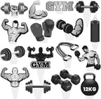 Gym Theme Cupcake Toppers 48Pcs Weight Lifting Cupcake Topper Gym Birthday Party Decorations Fitness Workout Cupcake Picks for Olympic Party Cake Decorations Supplies