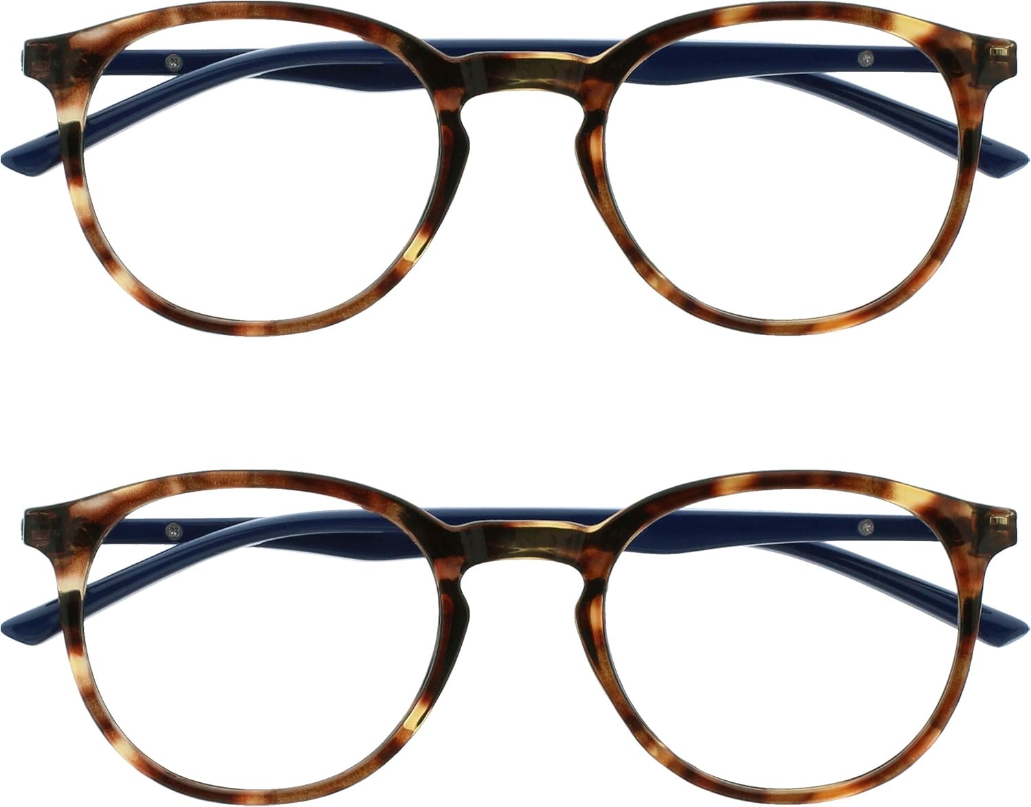 OPULIZE MET Blue Light Blocking Reading Glasses for Women Men, Slim Round Frame with Scratch Resistant and Spring Hinges, Computer Glasses with Anti-Reflective, Brown +2.5 (Pack of 2)