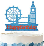 London Birthday Cake Topper - Glitter London Party Decorations for Birthday Party Supplies