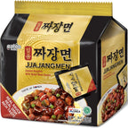 Paldo Fun & Yum Ilpoom Jjajangmen Noodles, Pack of 4, Traditional Brothless Chajang Ramen with Savory & Sweet Black Bean Sauce, Oriental Style Korean Ramyun, Soupless K-Food, 200g x 4