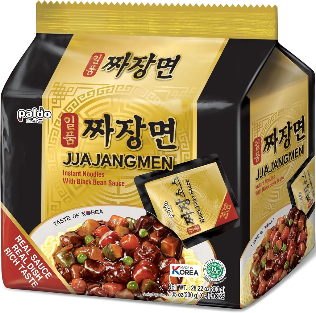Paldo Fun & Yum Ilpoom Jjajangmen Chajang Noodle Traditional Brothless Chajang Ramen 7.05oz (Pack of 4)
