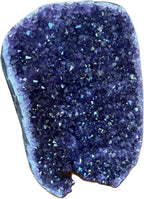 Natural Amethyst Cluster with Polished Edges [3 to 3.5 lb.] Real Raw Large Geode Healing Crystal Rock from Uruguay, Deep Purple Decor and a FREE Velvet Pouch of Rose Quartz