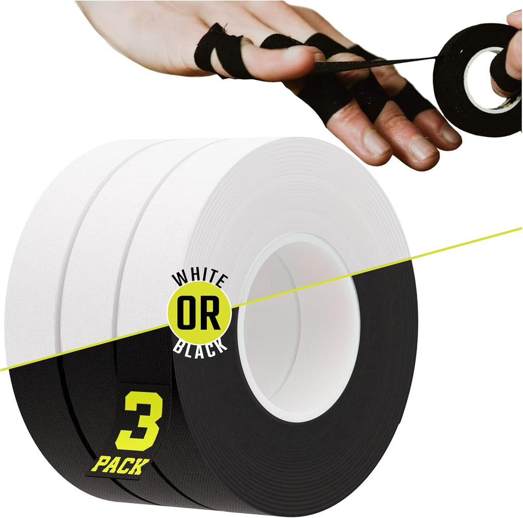 EAGLES Finger Tape 2, 3, 6 or 12 Pack Black or White | Residue Free Skin Friendly Strong Athletic Sports Tapes | 0.5” x 45 Ft for BJJ Jiu Jitsu Grappling MMA Knob Tape Weight (White, 3 Pack)