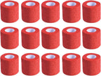 15 Pack 2 Inch x 5 Yards Red Self Adhesive Bandage Breathable Cohesive Bandage Wrap Rolls Elastic Self-Adherent Tape for Stretch Athletic, Sports, Wrist, Ankle