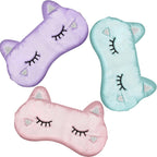 Haysandy 3 Pieces Sleep Mask for Kids Girls Cute Cat Sleeping Eye Cover Soft Mask Comfortable Funny Animal Night Eye Blindfold Cover for Kids Girls Women Home Travel(Silk Cat)