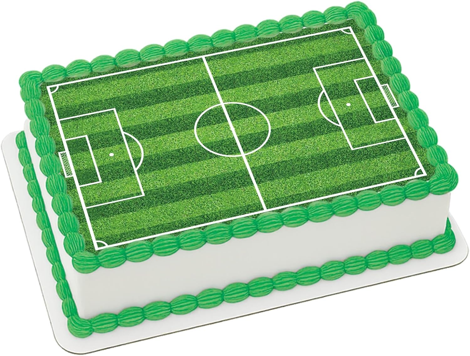 Football Field Cake Topper, Edible Soccer Theme Cake Decoration Edible Wafer Paper Ideal Sport Themed Birthday Party Supplies for Kids and Adults