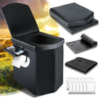LanAqua Portable Toilet for Adults, Upgraded 16.5'' Tall Camping Toilet with Lid, Portable Travel Folding Toilet with Carry Bag and Paper Holder, Extra Large Compact Potty for Car, Truck, RV, Tent
