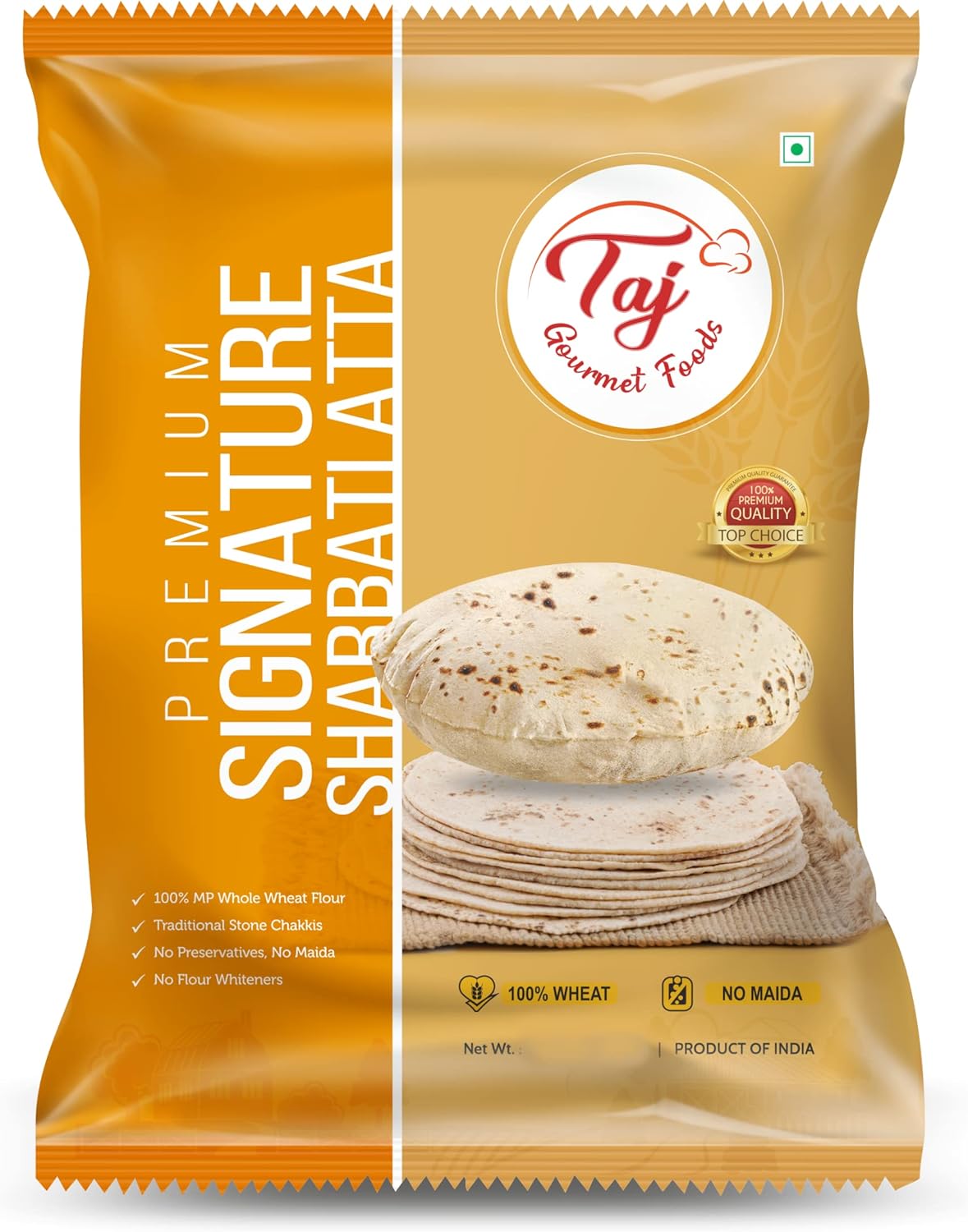 TAJ Signature Sharbati Atta, 10lbs, (Chakki Atta - Stone Ground) 100% Whole Wheat Flour, Chappati Flour
