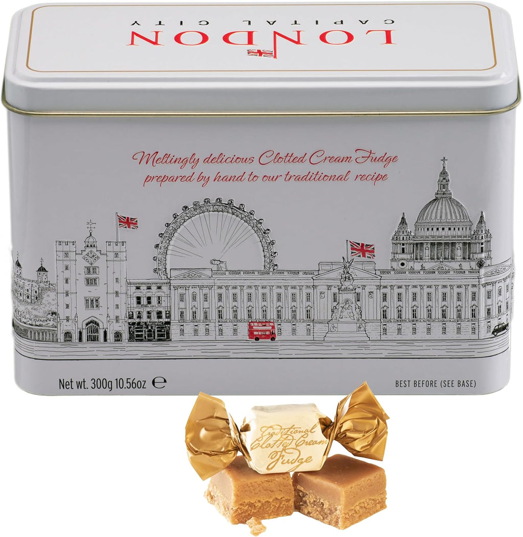 Gardiners of Scotland Handmade Fudge, City of London Clotted Cream Fudge 10.6 Ounce Square Tin