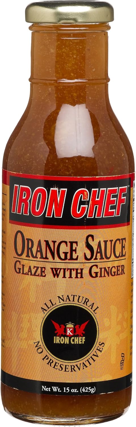 IRON CHEF Orange Sauce Glaze with Ginger, All Natural, Kosher, 15-Ounce Glass Bottles (Pack of 3)