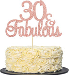Gyufise 1Pcs Rose Gold 30 & Fabulous Cake Toppers 30 and Fabulous Cake Toppers for Happy 30th Birthday Cheers to 30 Party Decorations 30 Anniversary Birthday Cake Decorations Supplies