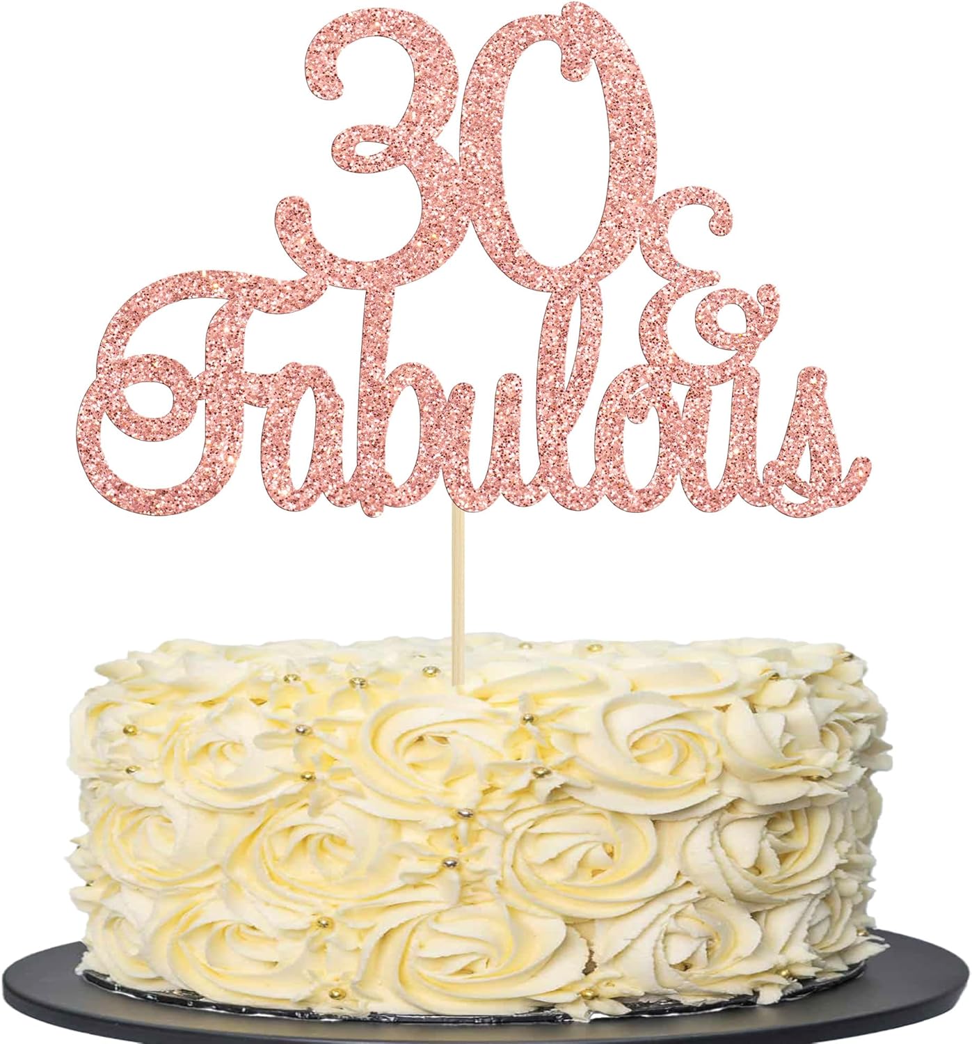 Gyufise 1Pcs Rose Gold 30 & Fabulous Cake Toppers 30 and Fabulous Cake Toppers for Happy 30th Birthday Cheers to 30 Party Decorations 30 Anniversary Birthday Cake Decorations Supplies