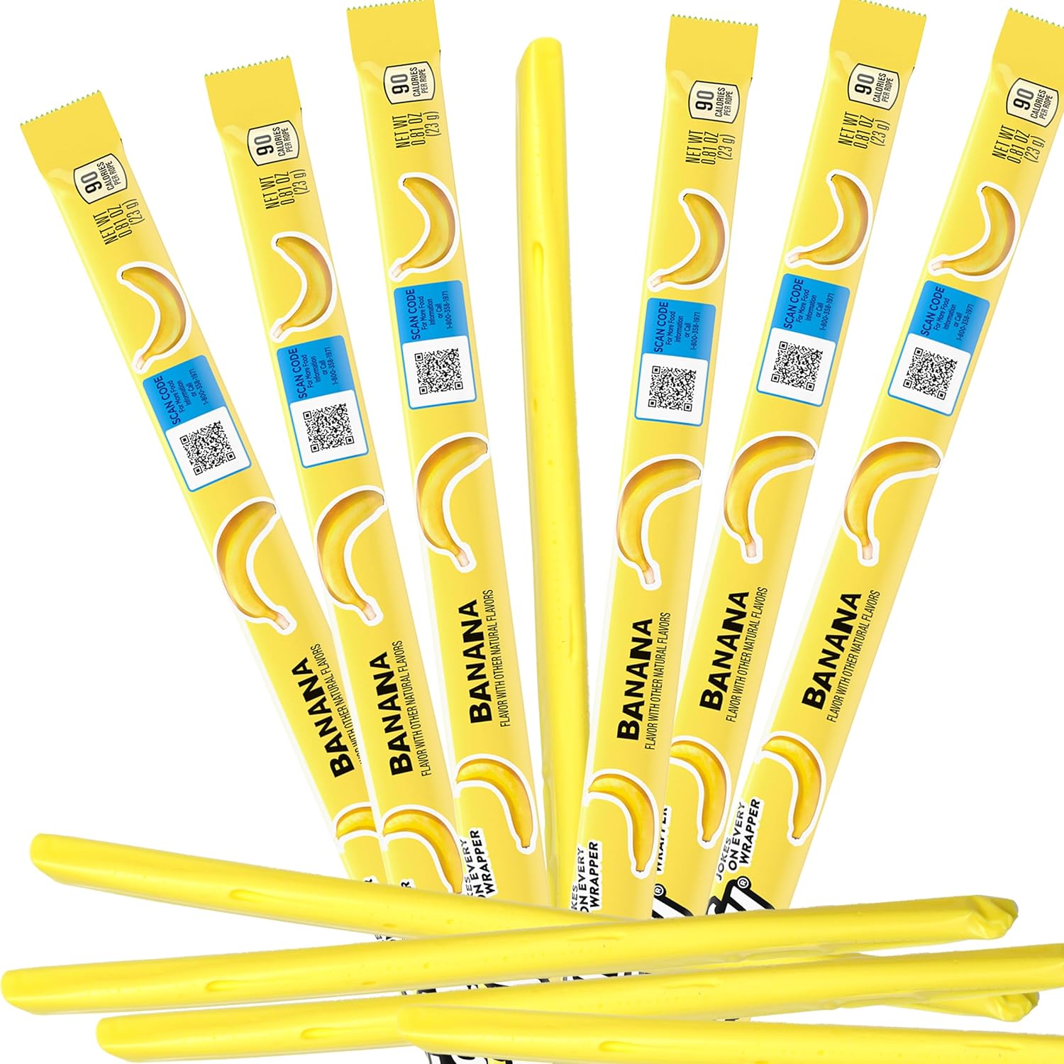 Laffy Taffy Banana Rope Candy, 24 Pack, Taffy Candy, Individually Wrapped Candy, 0.81 Ounce Ropes