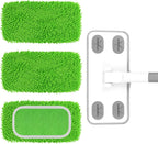 Reusable Microfiber Floor Mop System, Wet & Dry Sweeper Kit, Includes 1 Sweeper Handle, 3 Washable Chenille Mop Pads, Dry & Wet Use for Hardwood, Tile, and Laminate Floor