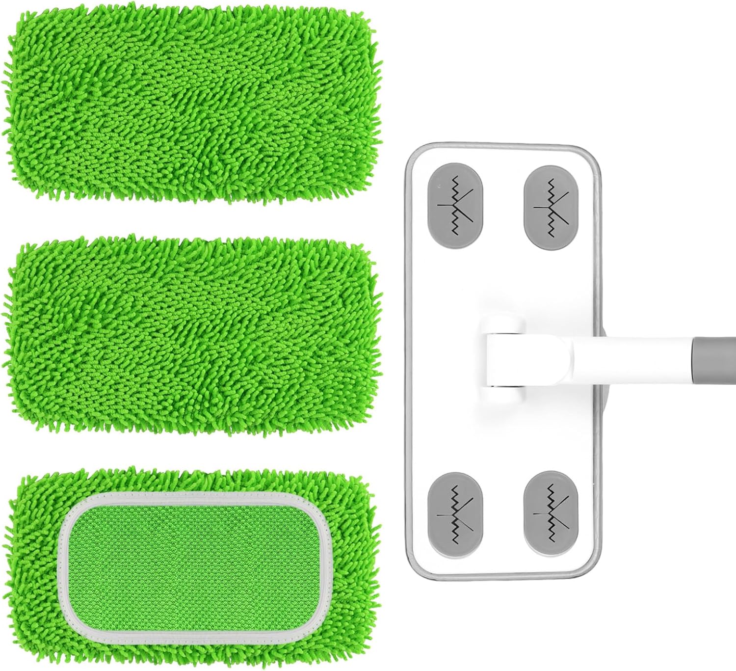 Reusable Microfiber Floor Mop System, Wet & Dry Sweeper Kit, Includes 1 Sweeper Handle, 3 Washable Chenille Mop Pads, Dry & Wet Use for Hardwood, Tile, and Laminate Floor