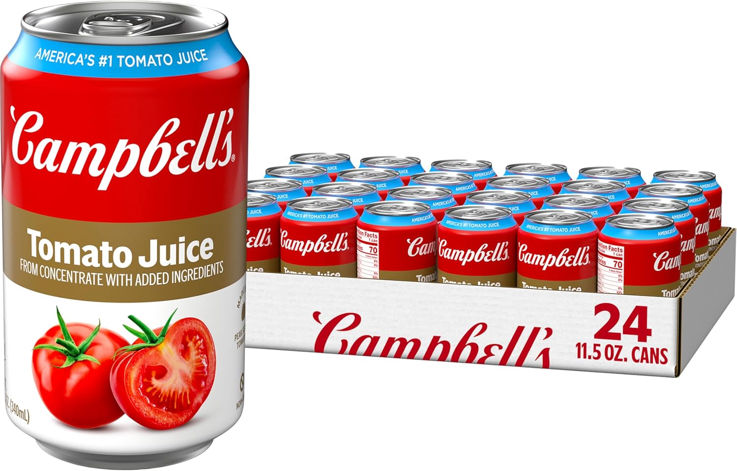 Campbell's 100% Tomato Juice, 11.5 fl oz Can (24 Pack)