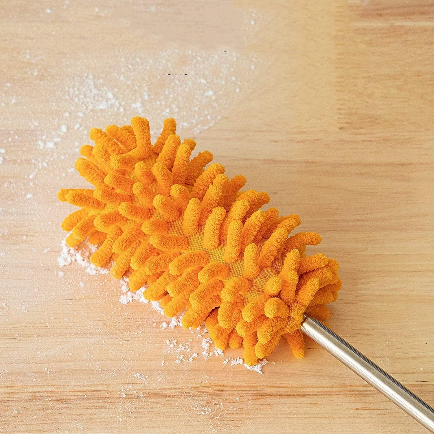 Microfiber Duster for Cleaning, Hand Washable Dusters, Extendable Pole, Detachable Cleaning Supplies for Office, Car, Window, Furniture, Ceiling Fan (Orange)