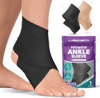 BraceAbility Elastic Ankle Support Brace - Lightweight Slip on Foot and Ankle Compression Sleeve for Gymnastics, Dance, Sports, Running, Exercise, and Sprained Ankle Swelling for Women and Men (Black, Large)