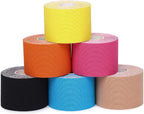 Kinesiology Tape 6 Rolls, Waterproof Kinetic Tape Muscle Tape for Injured Muscle Recovery & Joints Support, 2 Inch x 16.4 Feet Roll (Multicolour)