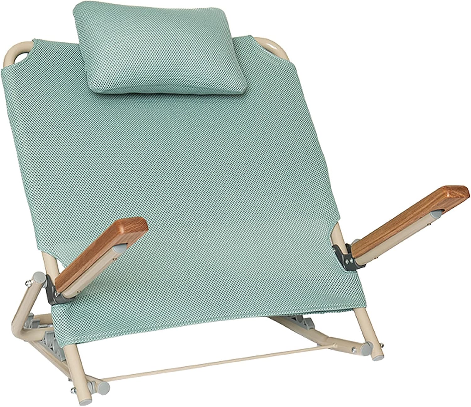 Adjustable Bed Backrest Support Wedge - Portable Bed Chair with Wooden Armrest, Lifting Back Rest for Elderly, Foldable Reading Floor Chair 5 Degree Sitting-up Bed Wedge Disability, Load Bearing 150KG