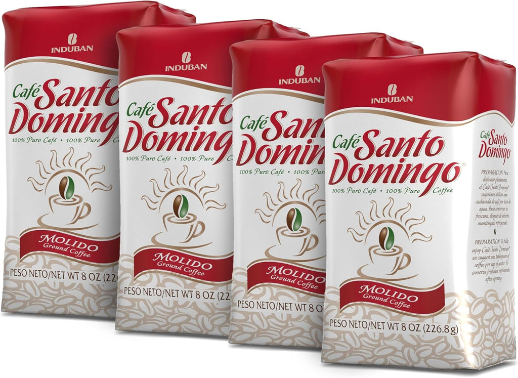 Café Santo Domingo, 8 oz Bag, Ground Coffee, Medium Roast - Product from the Dominican Republic (Pack of 4)