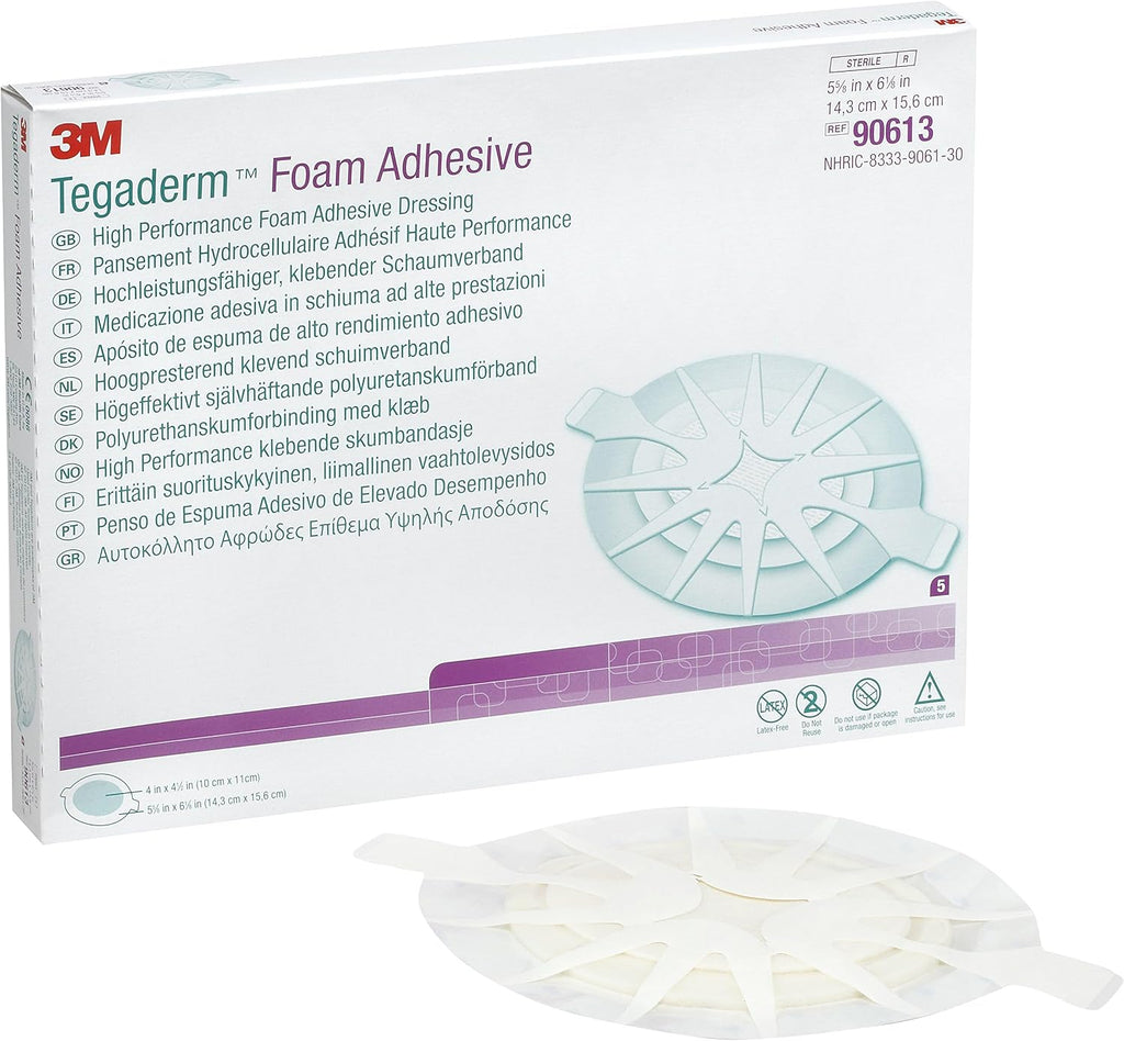 3M Tegaderm Foam Adhesive Dressing 5.5in x 6in - Sold by The Box of 5 90613