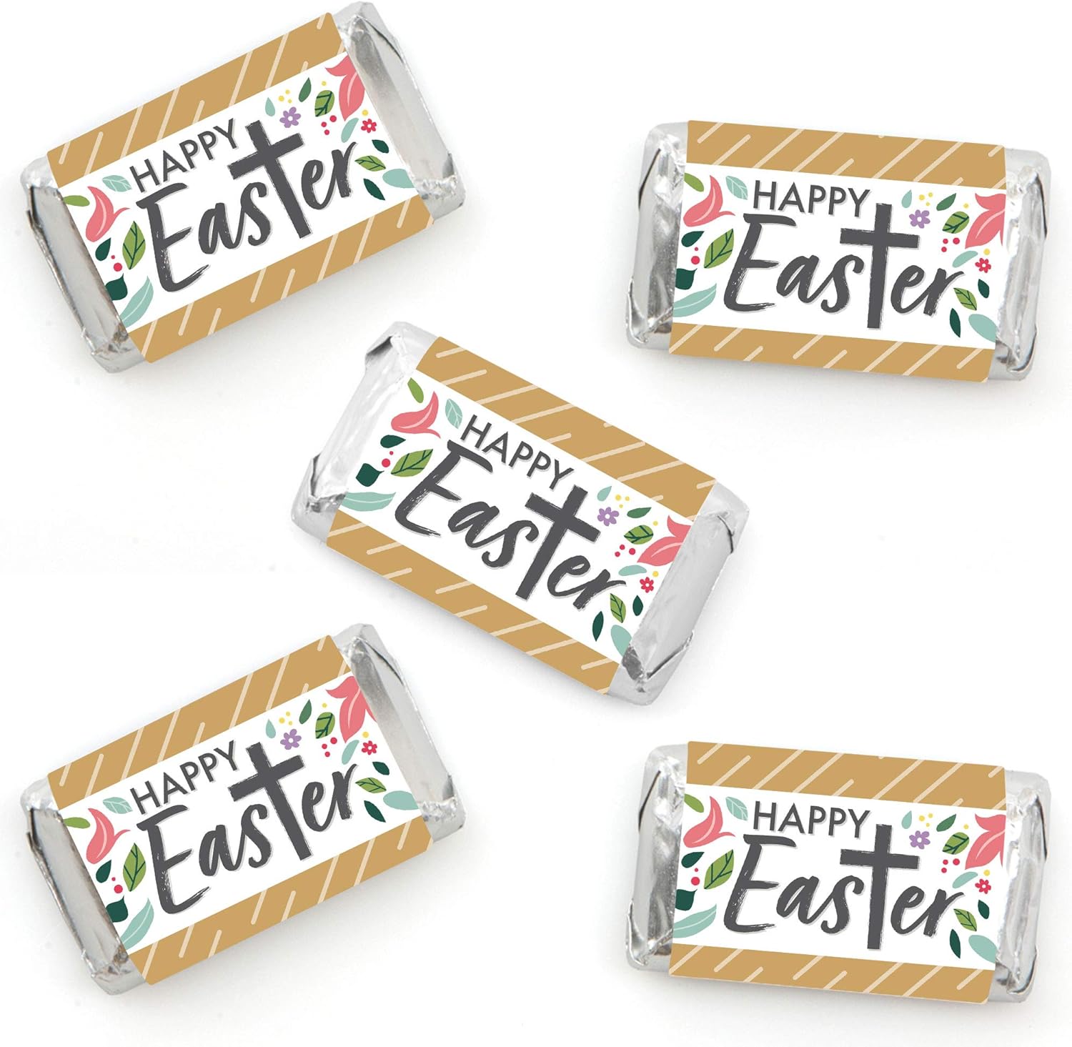 Big Dot of Happiness Religious Easter - Mini Candy Bar Wrapper Stickers - Christian Holiday Party Small Favors - 40 Count