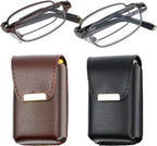 Success Eyewear Reading Glasses Fashion Folding Readers w Leather Cases Glasses for Reading for Men Women 2 Pk