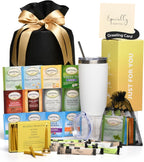 Tea Lovers Gifts Basket - Gift Set Includes Candles, Temperature Retention Cup, 12 Special Blend Teabags & Sweeteners in Gift Bag For Women & Men - Birthday, Get Well, Thinking of You Care Package