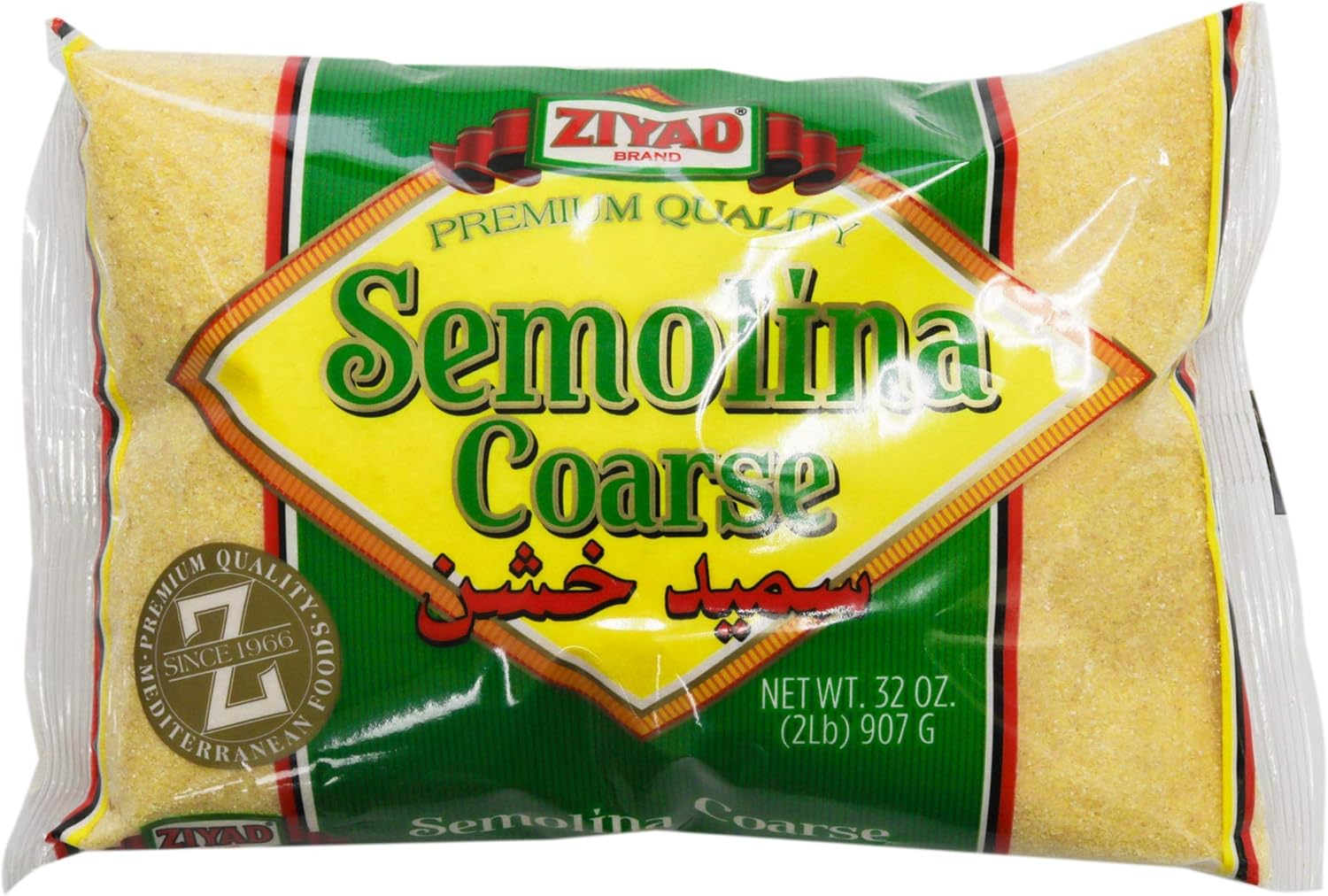 Ziyad Coarse Semolina Wheat, Smeed, Semolina Flour, Perfect for Stews, Soups, Gravy, Baking Breads, Biscuits, Pizza Crust with Low Fat, high Protein, High Fiber! 32oz