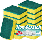 Mr. Scrub Sponges Kitchen Scrub Dish Sponge Scouring Pad, 12 Pack Cleaning Brush Scrubber Supplies for Soap, Dishwashing Dinnerware Sets Pan Pot Towels Cloth Rags Holder Glass Dishwasher Sink Bathroom